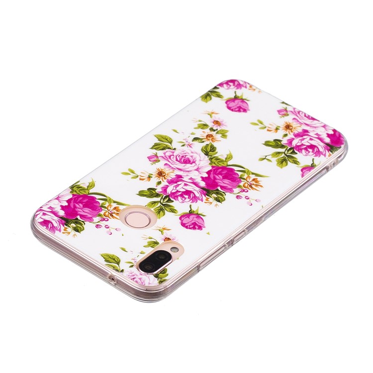 Luminous Phone Case IMD Pattern TPU Case Cover for Huawei P20 Lite / Nova 3e - Blooming Peonies-4
