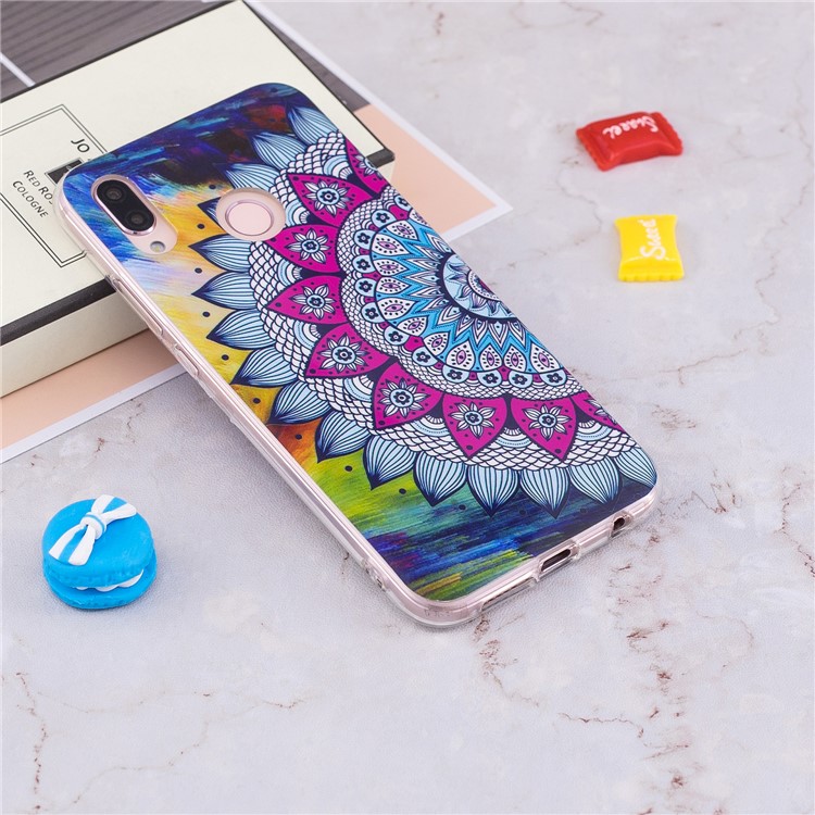 Luminous Phone Case IMD Pattern TPU Casing for Huawei P20 Lite / Nova 3e - Mandala-5