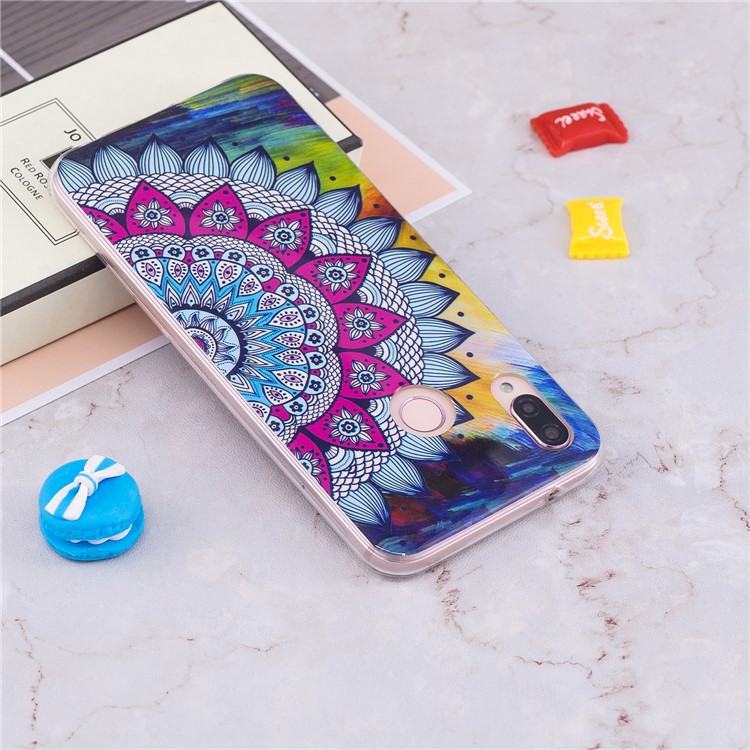 Luminous Phone Case IMD Pattern TPU Casing for Huawei P20 Lite / Nova 3e - Mandala-6