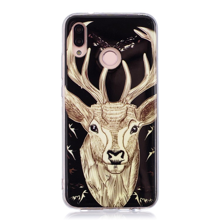 Luminous Phone Case IMD Pattern TPU Casing Cover for Huawei P20 Lite / Nova 3e - Elk-1