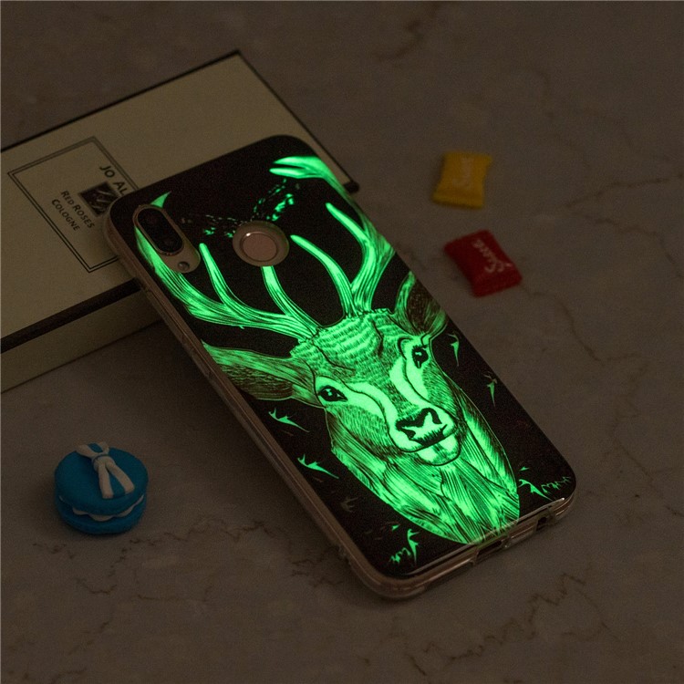 Luminous Phone Case IMD Pattern TPU Casing Cover for Huawei P20 Lite / Nova 3e - Elk-2