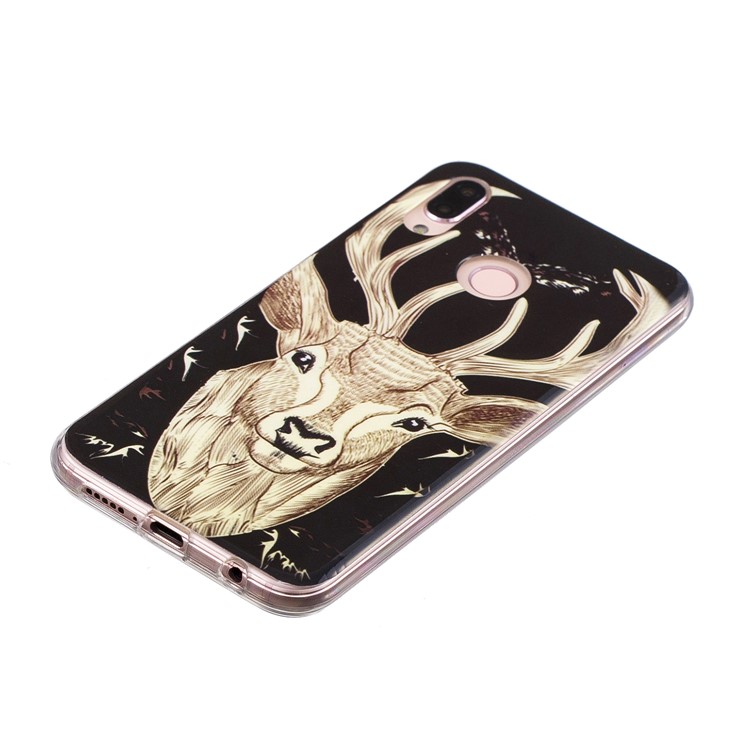Luminous Phone Case IMD Pattern TPU Casing Cover for Huawei P20 Lite / Nova 3e - Elk-3