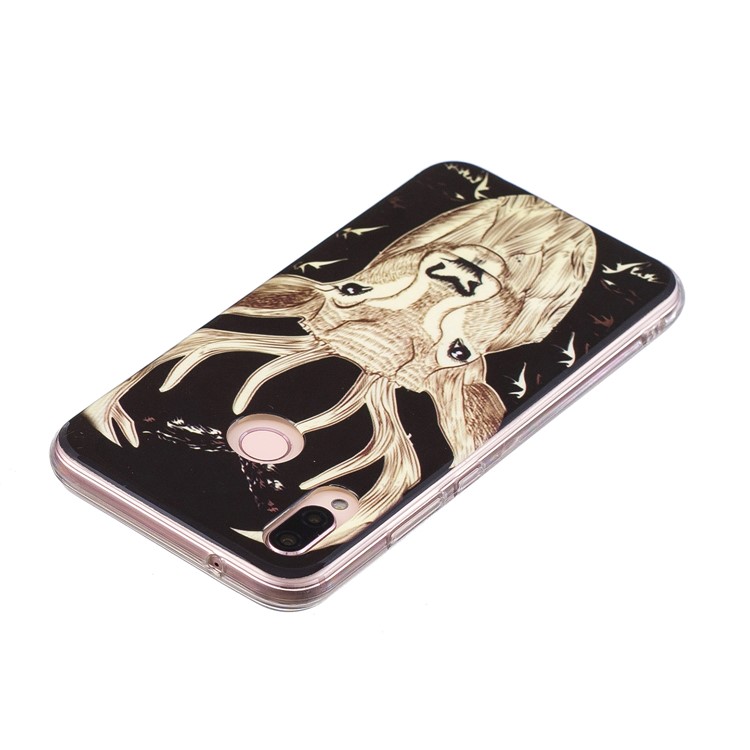 Luminous Phone Case IMD Pattern TPU Casing Cover for Huawei P20 Lite / Nova 3e - Elk-4