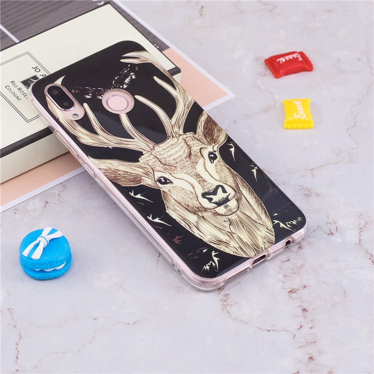 Luminous Phone Case IMD Pattern TPU Casing Cover for Huawei P20 Lite / Nova 3e - Elk-5
