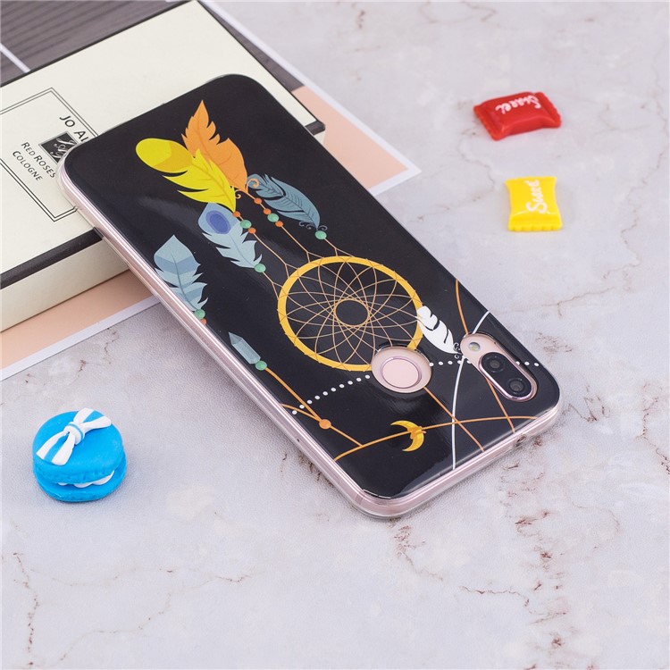 Luminous Phone Case IMD Pattern TPU Shell for Huawei P20 Lite / Nova 3e - Feather Dreamcatcher-6