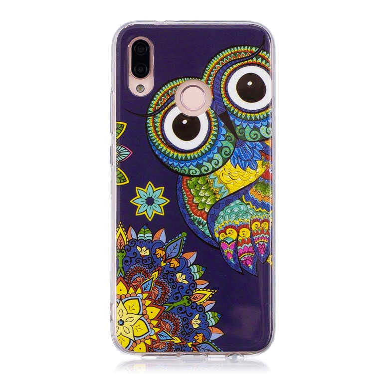 Luminous Phone Case IMD Pattern TPU Phone Cover for Huawei P20 Lite / Nova 3e - Flower and Owl-1