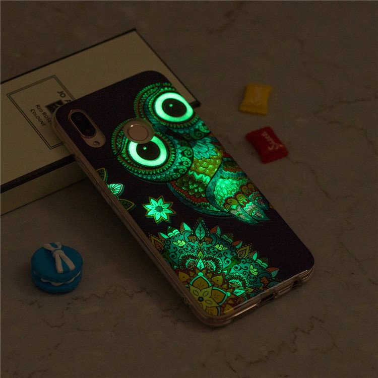 Luminous Phone Case IMD Pattern TPU Phone Cover for Huawei P20 Lite / Nova 3e - Flower and Owl-2