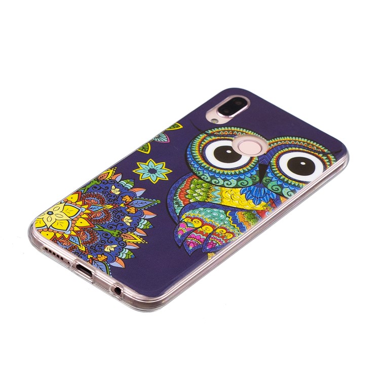 Luminous Phone Case IMD Pattern TPU Phone Cover for Huawei P20 Lite / Nova 3e - Flower and Owl-3