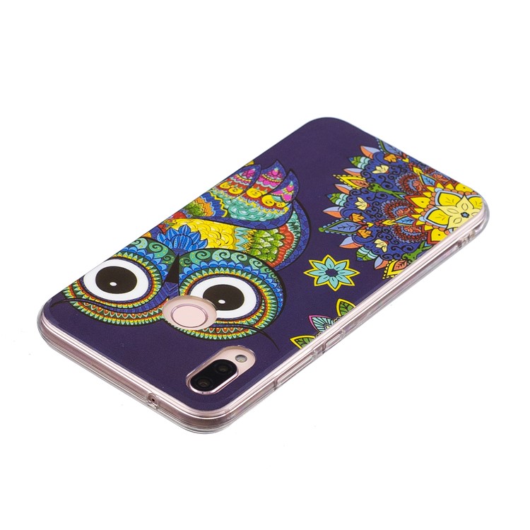 Luminous Phone Case IMD Pattern TPU Phone Cover for Huawei P20 Lite / Nova 3e - Flower and Owl-4