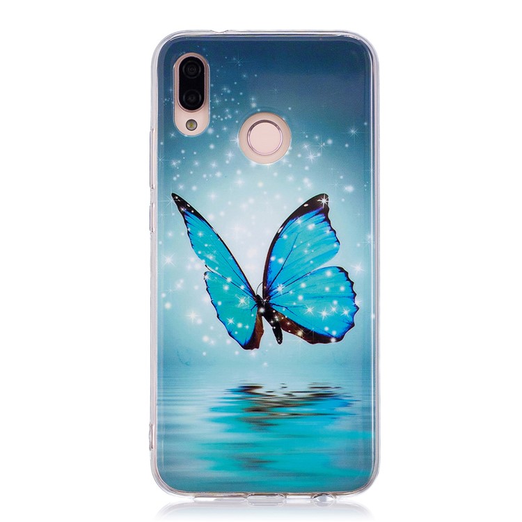 Luminous Phone Case IMD Pattern TPU Phone Case for Huawei P20 Lite / Nova 3e - Shining Blue Butterfly-1