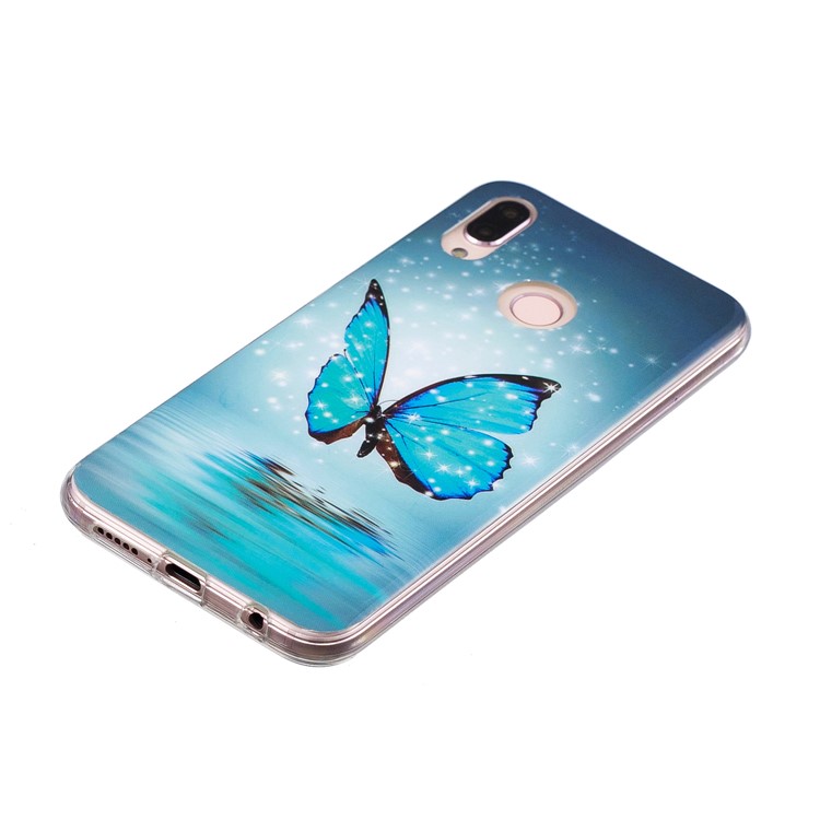 Luminous Phone Case IMD Pattern TPU Phone Case for Huawei P20 Lite / Nova 3e - Shining Blue Butterfly-3