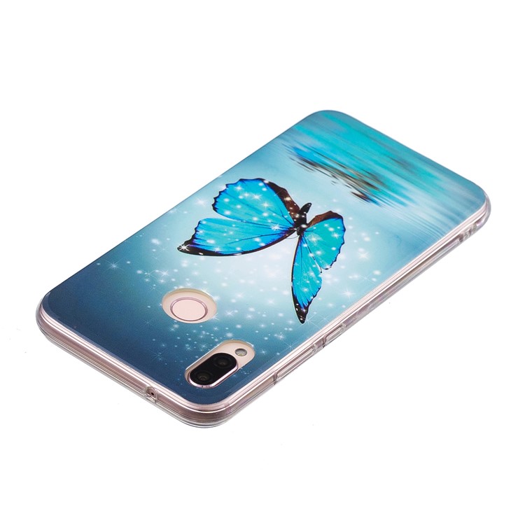Luminous Phone Case IMD Pattern TPU Phone Case for Huawei P20 Lite / Nova 3e - Shining Blue Butterfly-4