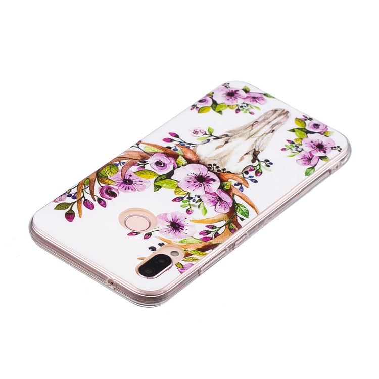 Luminous Phone Case IMD Pattern TPU Phone Casing Cover for Huawei P20 Lite / Nova 3e - Flowered Elk-4