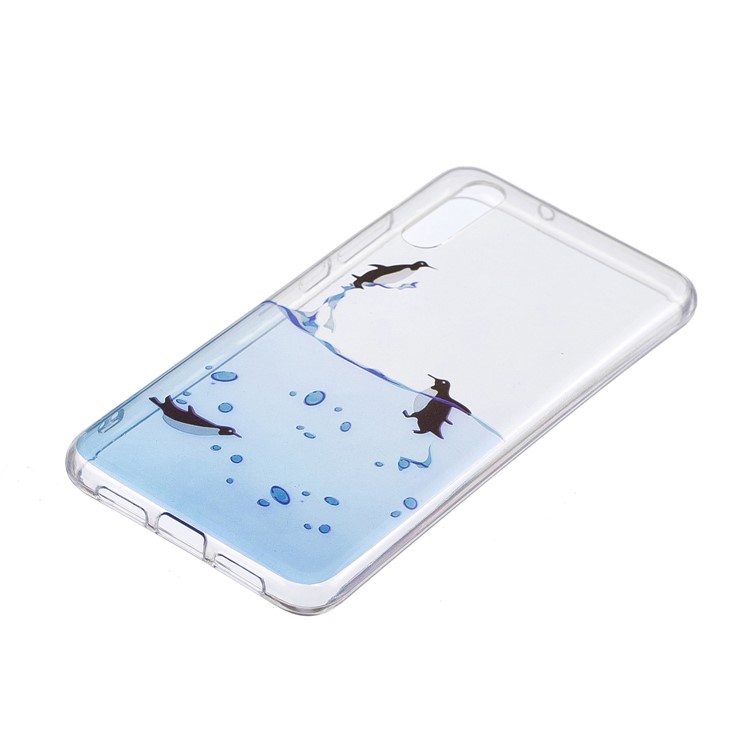 Pattern Printing IMD TPU Soft Phone Accessory Casing for Huawei P20 - Swimming Penguin-2