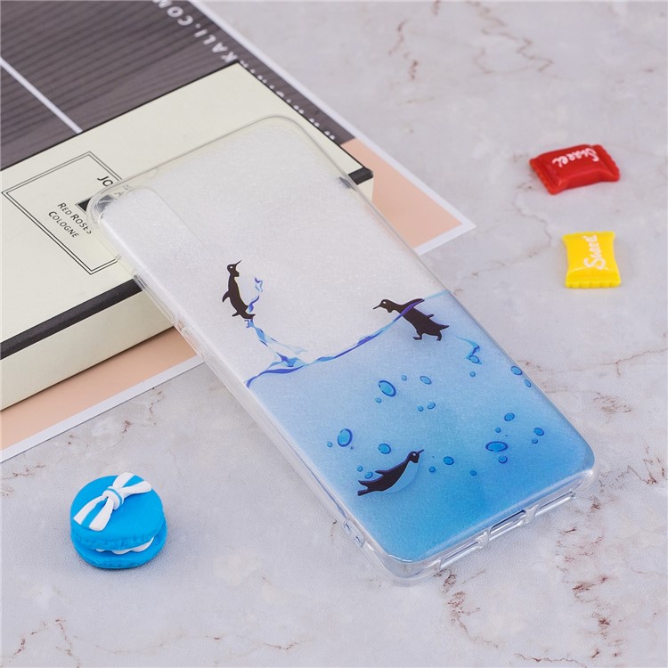 Pattern Printing IMD TPU Soft Phone Accessory Casing for Huawei P20 - Swimming Penguin-4