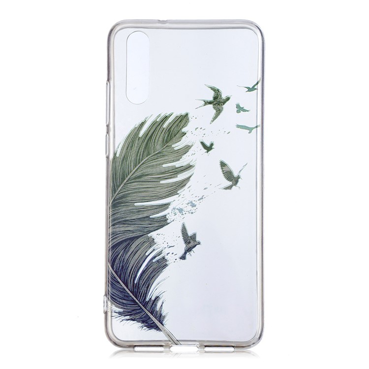 Pattern Printing IMD TPU Soft Phone Accessory Case Cover for Huawei P20 - Feather-1