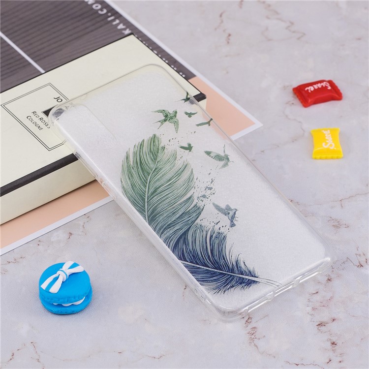 Pattern Printing IMD TPU Soft Phone Accessory Case Cover for Huawei P20 - Feather-4