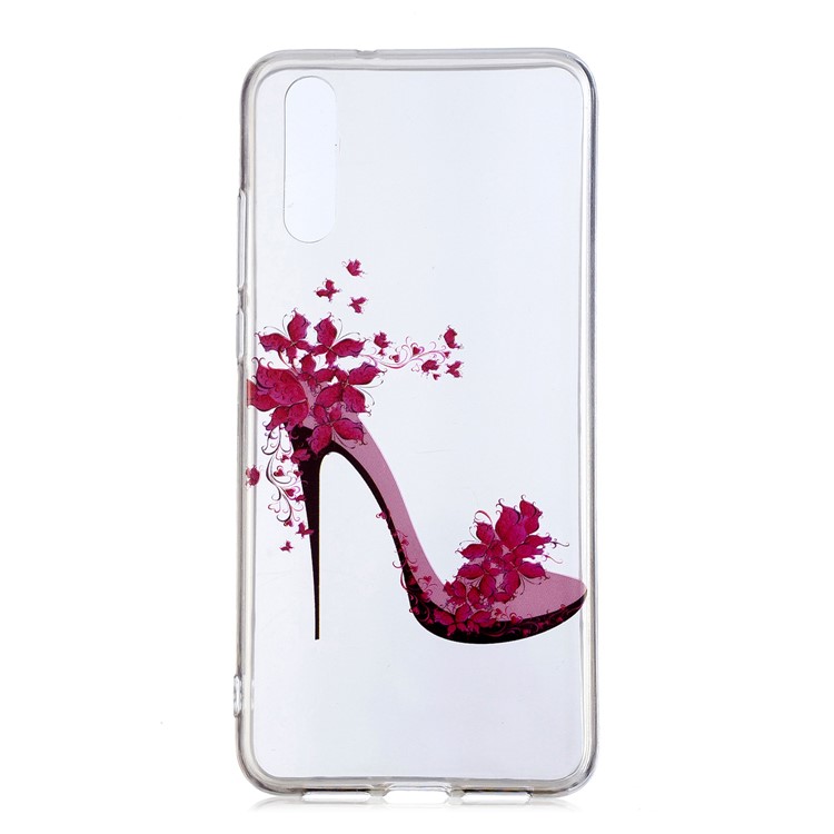Pattern Printing IMD TPU Soft Phone Case for Huawei P20 - Rose High Heel-1