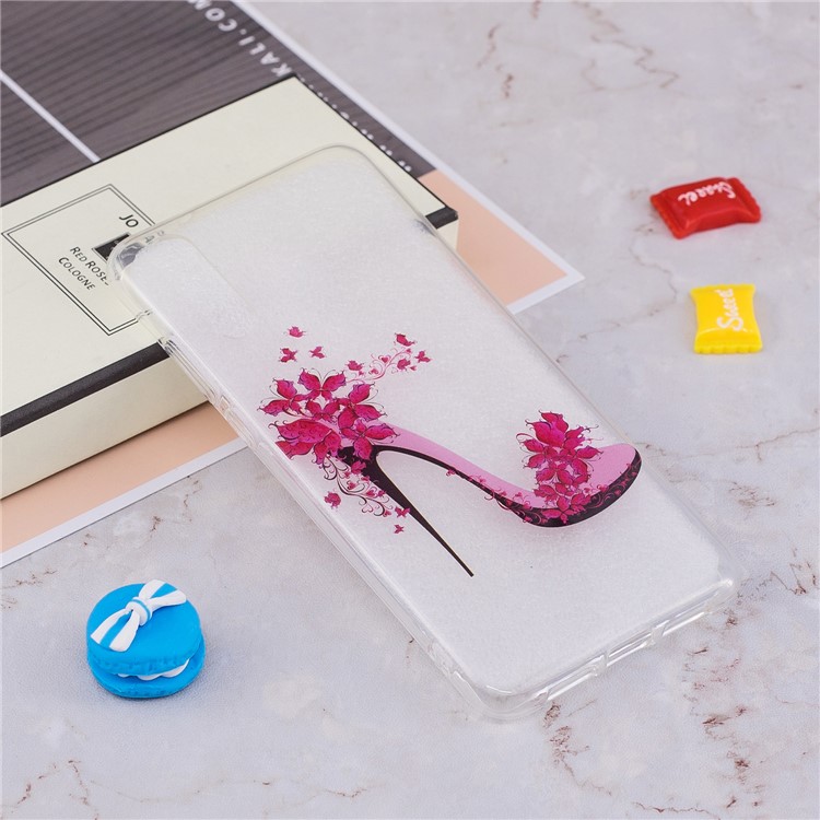 Pattern Printing IMD TPU Soft Phone Case for Huawei P20 - Rose High Heel-4