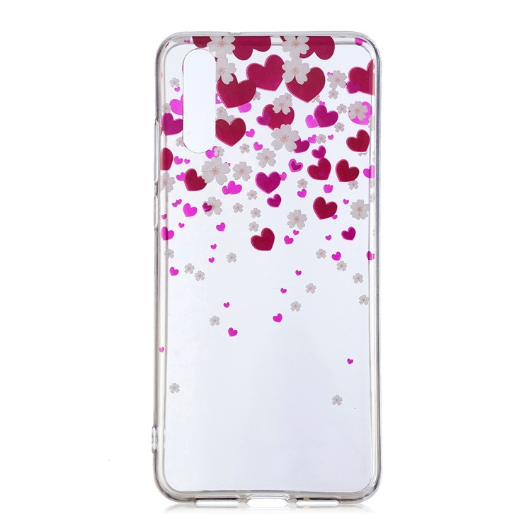 Pattern Printing IMD TPU Soft Phone Cover for Huawei P20 - Rose Heart-1