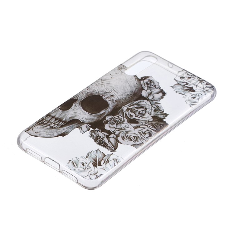 Pattern Printing IMD TPU Soft Mobile Phone Cover for Huawei P20 - Skull and Flower-2