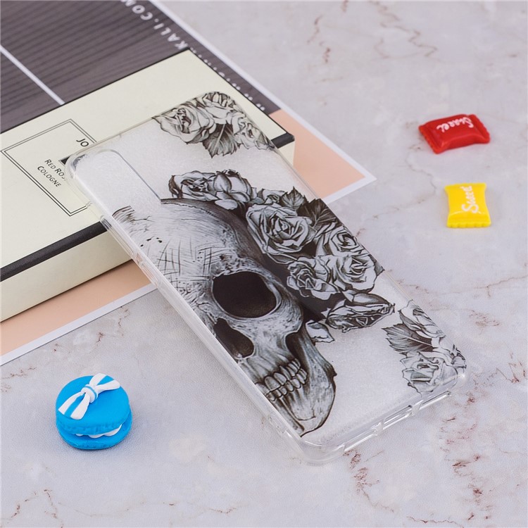 Pattern Printing IMD TPU Soft Mobile Phone Cover for Huawei P20 - Skull and Flower-4