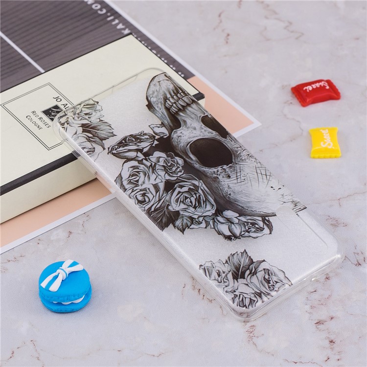 Pattern Printing IMD TPU Soft Mobile Phone Cover for Huawei P20 - Skull and Flower-5