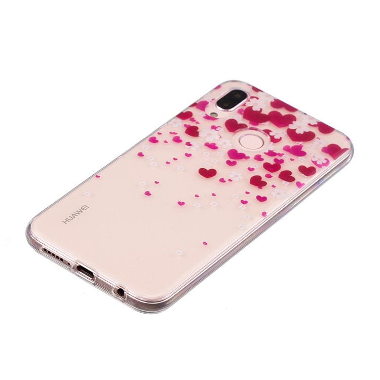 Pattern Printing IMD TPU Protection Case for Huawei P20 Lite / Nova 3e - Hearts and Flowers-2