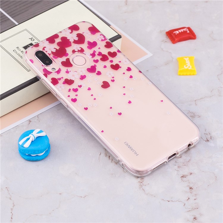 Pattern Printing IMD TPU Protection Case for Huawei P20 Lite / Nova 3e - Hearts and Flowers-4