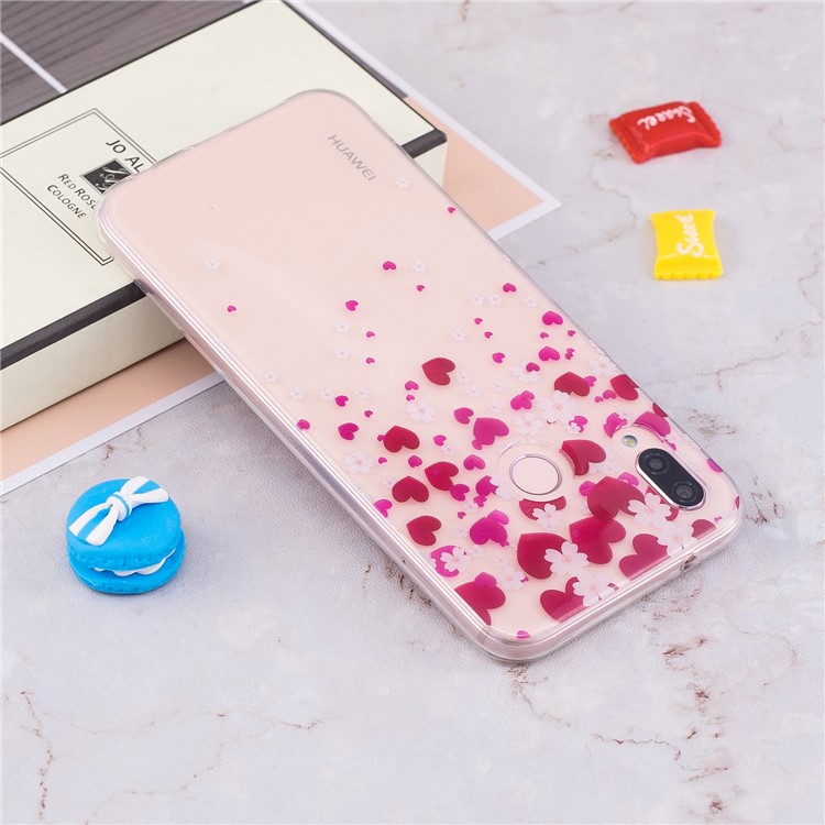 Pattern Printing IMD TPU Protection Case for Huawei P20 Lite / Nova 3e - Hearts and Flowers-5