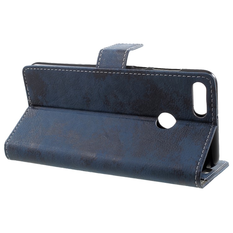 Vintage Style Wallet PU Leather Stand Protective Case for Huawei Y9 (2018)/Enjoy 8 Plus - Blue-4