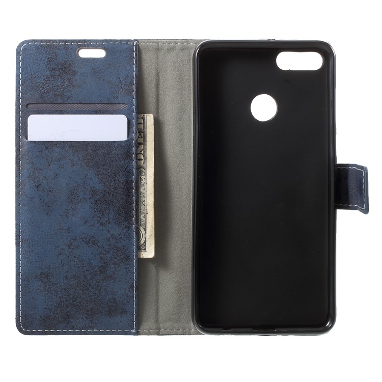 Vintage Style Wallet PU Leather Stand Protective Case for Huawei Y9 (2018)/Enjoy 8 Plus - Blue-5