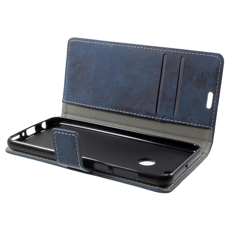 Vintage Style Wallet PU Leather Stand Protective Case for Huawei Y9 (2018)/Enjoy 8 Plus - Blue-6