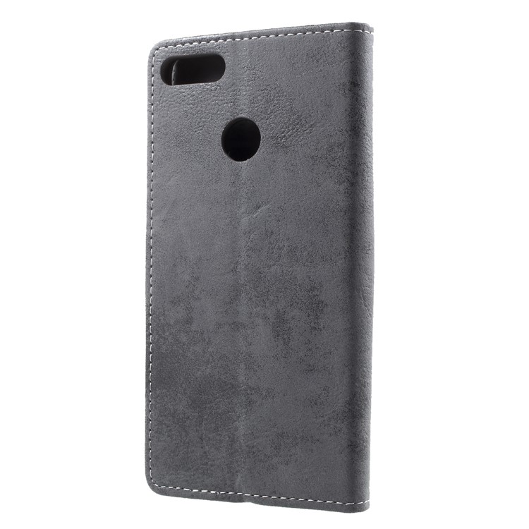 Vintage Style Wallet PU Leather Stand Protective Cover for Huawei Y9 (2018)/Enjoy 8 Plus - Grey-2