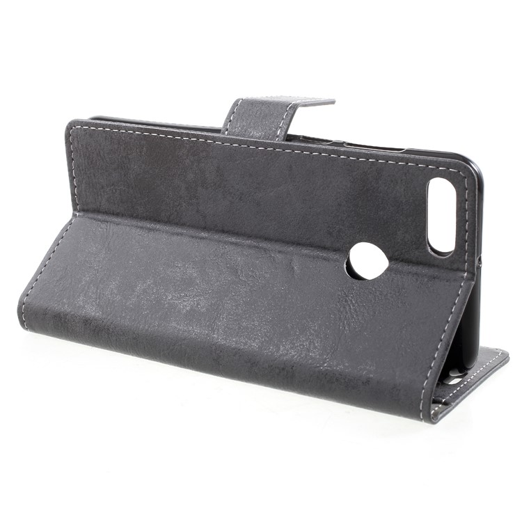 Vintage Style Wallet PU Leather Stand Protective Cover for Huawei Y9 (2018)/Enjoy 8 Plus - Grey-4