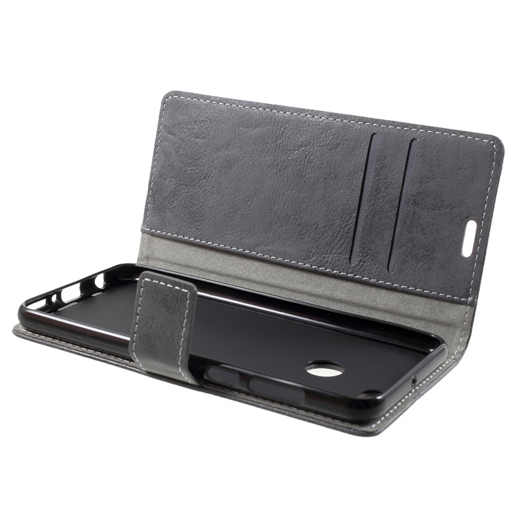 Vintage Style Wallet PU Leather Stand Protective Cover for Huawei Y9 (2018)/Enjoy 8 Plus - Grey-5
