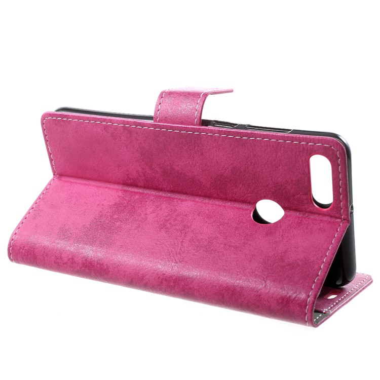 Vintage Style Wallet PU Leather Stand Protective Shell for Huawei Y9 (2018)/Enjoy 8 Plus - Rose-4