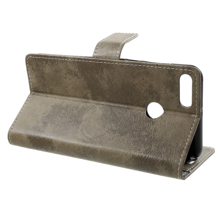 Vintage Style Wallet PU Leather Stand Protective Casing for Huawei Y9 (2018)/Enjoy 8 Plus - Khaki-4