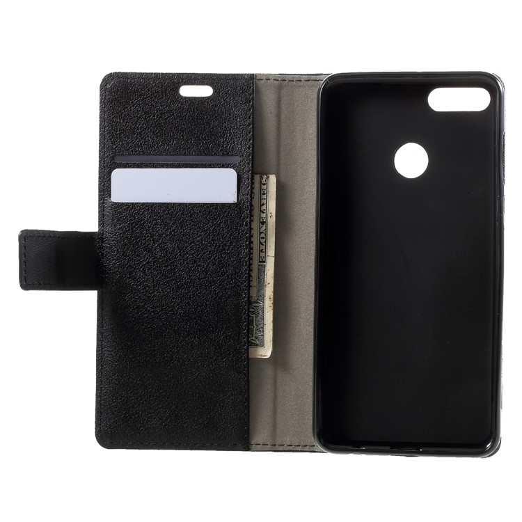 Wallet Stand Flip Leather Phone Case for Huawei Y9 (2018)/Enjoy 8 Plus - Black-5