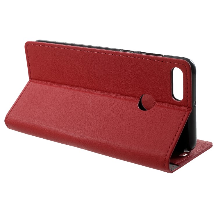 Wallet Stand Flip Leather Phone Shell for Huawei Y9 (2018)/Enjoy 8 Plus - Red-4