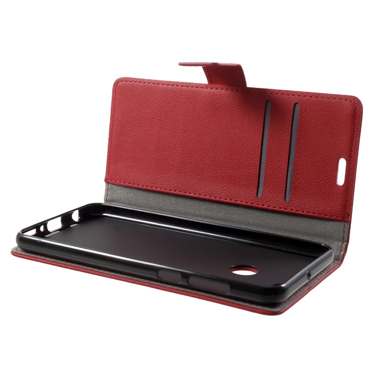 Wallet Stand Flip Leather Phone Shell for Huawei Y9 (2018)/Enjoy 8 Plus - Red-5