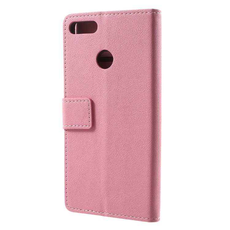 Wallet Stand Flip Leather Mobile Phone Case for Huawei Y9 (2018)/Enjoy 8 Plus - Pink-2