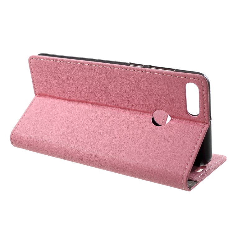 Wallet Stand Flip Leather Mobile Phone Case for Huawei Y9 (2018)/Enjoy 8 Plus - Pink-4