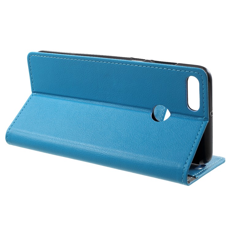 Wallet Stand Flip Leather Cell Phone Case for Huawei Y9 (2018)/Enjoy 8 Plus - Blue-4