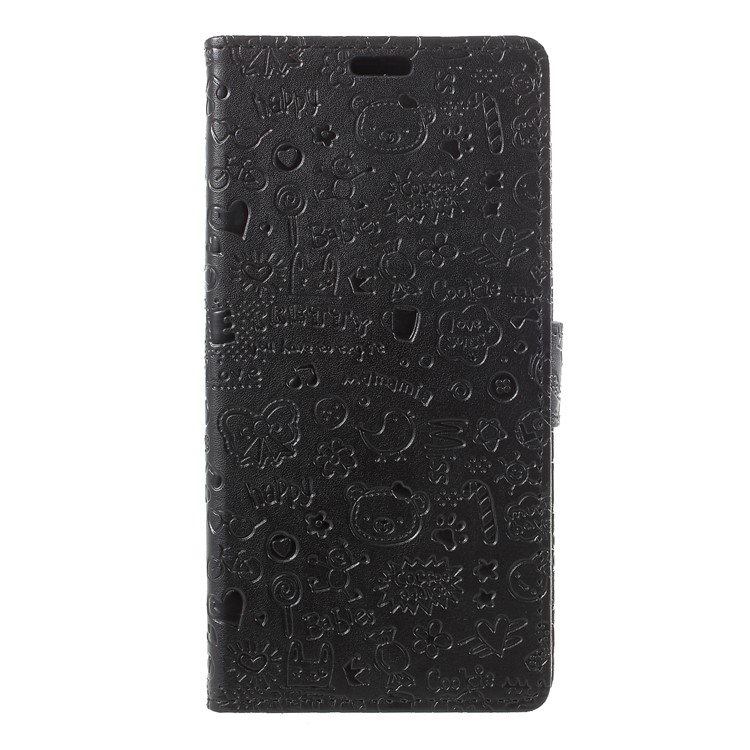 Cartoon Graffiti PU Leather Wallet Flip Stand Case for Huawei Y9 (2018)/Enjoy 8 Plus - Black-3