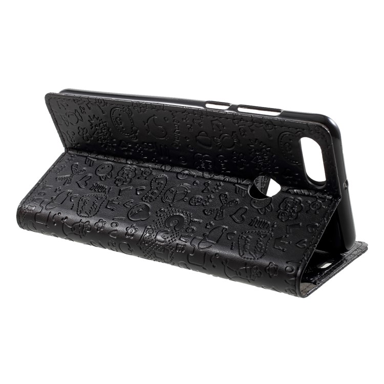 Cartoon Graffiti PU Leather Wallet Flip Stand Case for Huawei Y9 (2018)/Enjoy 8 Plus - Black-4