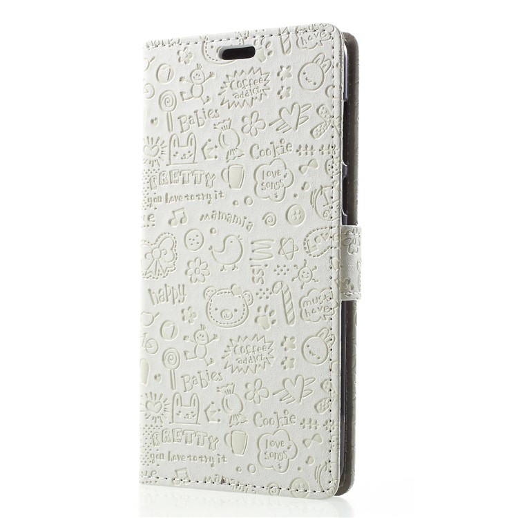 Cartoon Graffiti PU Leather Wallet Flip Stand Cover for Huawei Y9 (2018)/Enjoy 8 Plus - White-3