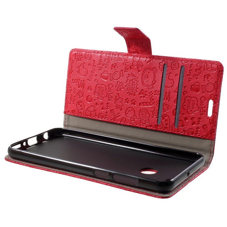 Cartoon Graffiti PU Leather Wallet Flip Stand Shell for Huawei Y9 (2018)/Enjoy 8 Plus - Red-5