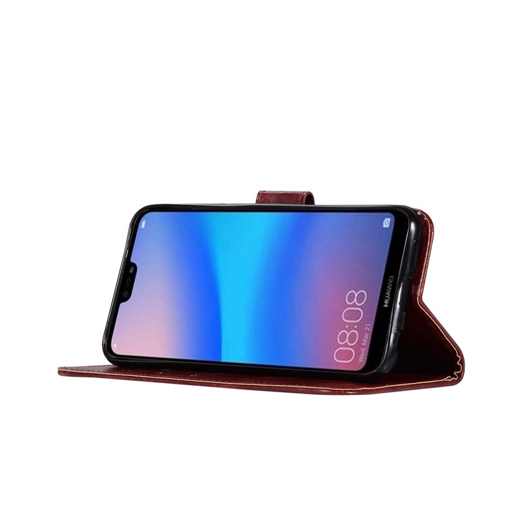 Premium Vintage PU Leather Wallet Shell Accessory for Huawei P20 Lite / Nova 3e - Wine Red-5
