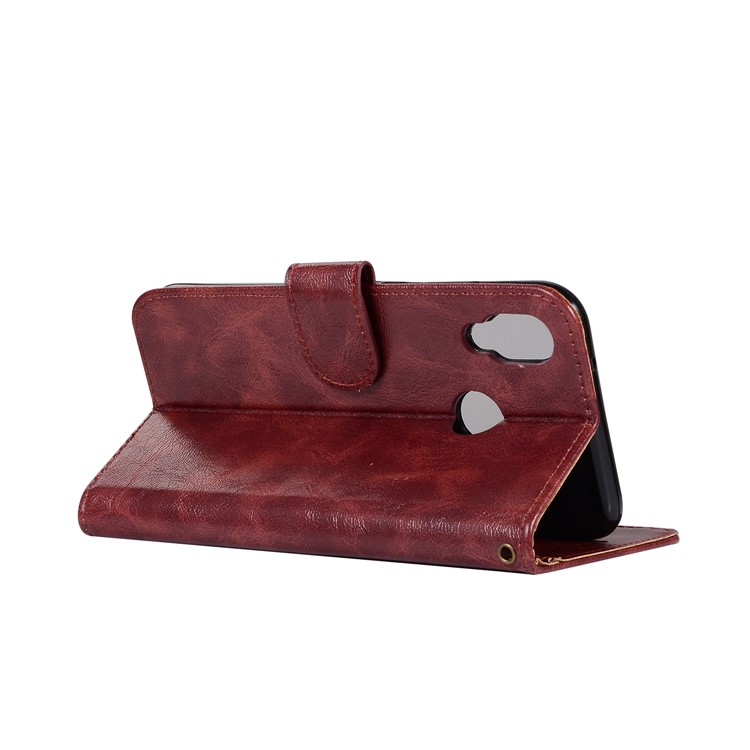 Premium Vintage PU Leather Wallet Shell Accessory for Huawei P20 Lite / Nova 3e - Wine Red-6